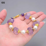 GuaiGuai Jewelry Natural Stone Pearl Amethyst Nugget Bracelet