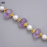 GuaiGuai Jewelry Natural Stone Pearl Amethyst Nugget Bracelet