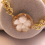 Natural Sea Shell Carved Flower Copper Chain Bracelet