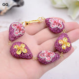Fuchsia Crystal Flower CZ Bracelet For Women