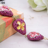 Fuchsia Crystal Flower CZ Bracelet For Women