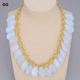 Opal Crystal Water Drop Pendant Necklace for Women