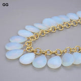 Opal Crystal Water Drop Pendant Necklace for Women