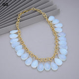Opal Crystal Water Drop Pendant Necklace for Women