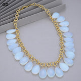 Opal Crystal Water Drop Pendant Necklace for Women