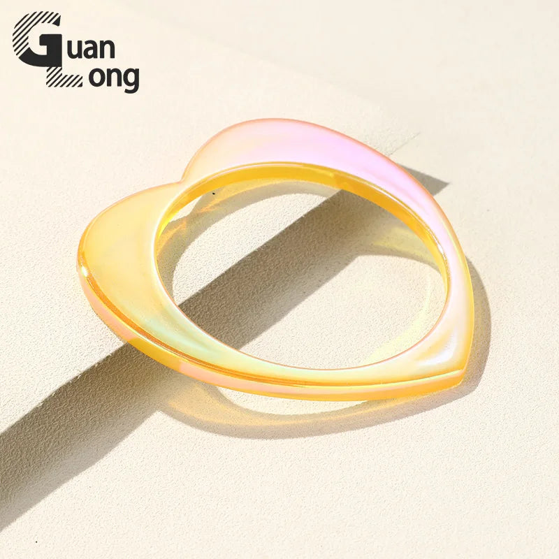 Resin Heart Bangles Multicolor Punk Bracelet For Women