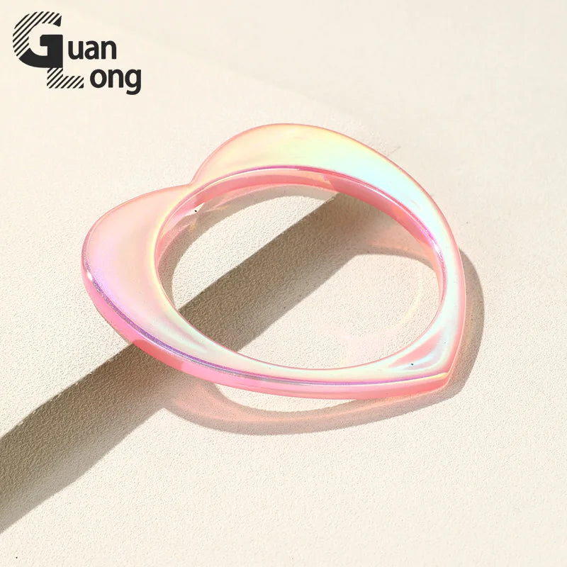 Resin Heart Bangles Multicolor Punk Bracelet For Women