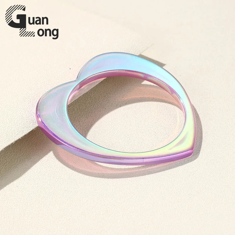 Resin Heart Bangles Multicolor Punk Bracelet For Women