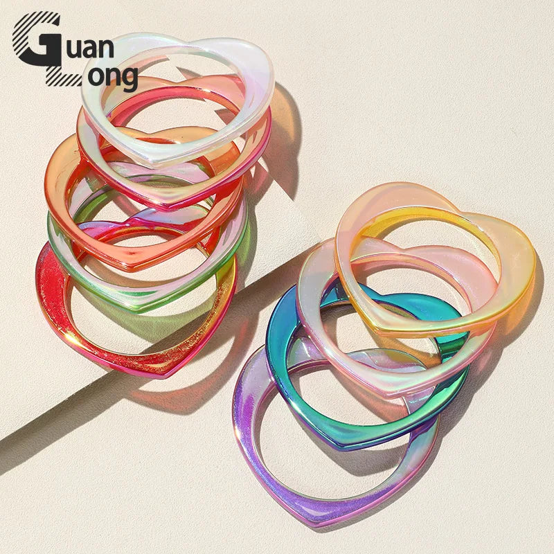 Resin Heart Bangles Multicolor Punk Bracelet For Women