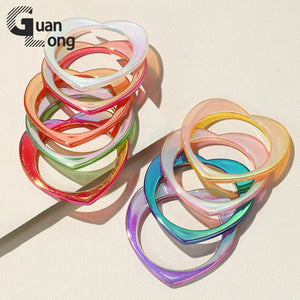 Resin Heart Bangles Multicolor Punk Bracelet For Women