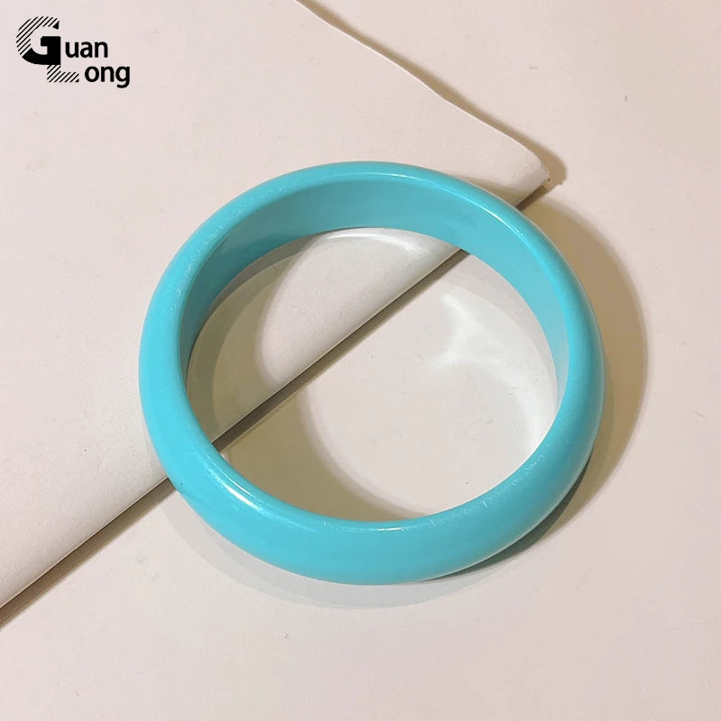 Colorful Thin Resin Punk Bangle Bracelet Charms Round Jewelry Gift