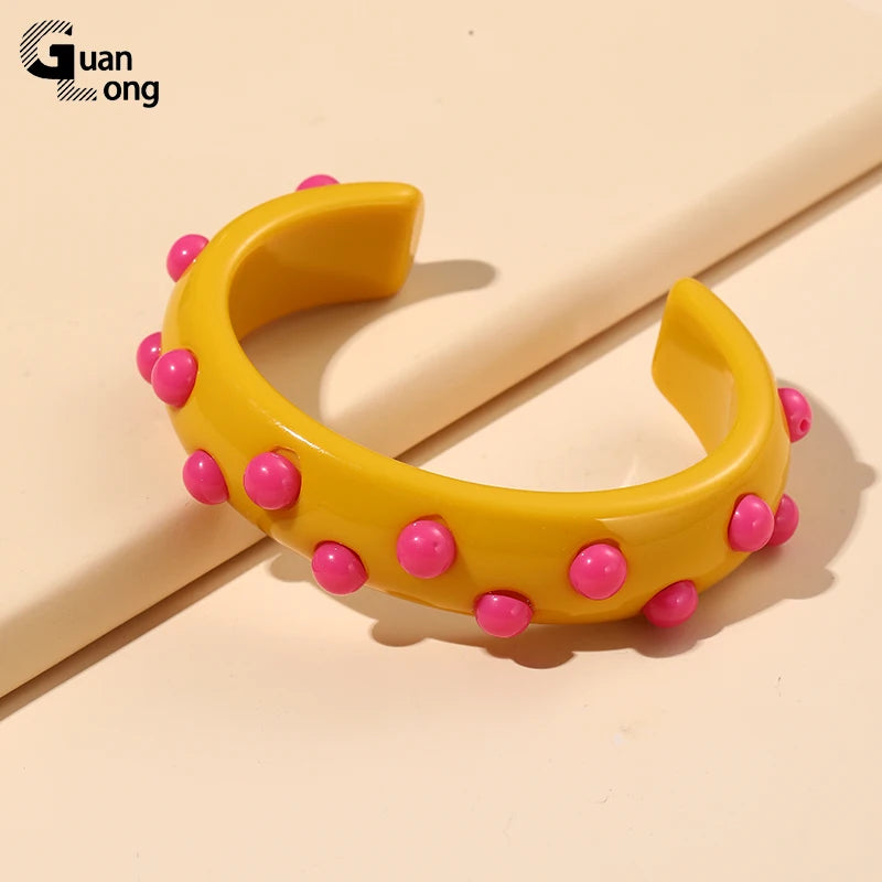 Colorful Cuff Bangles Acrylic Charm Open Bangle for Women