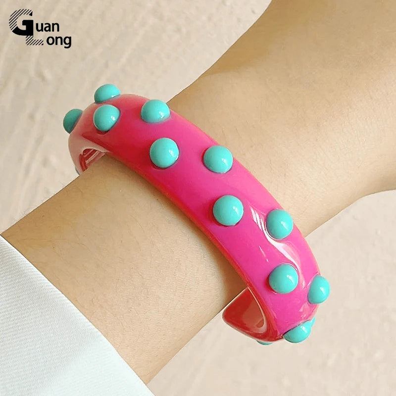 Colorful Cuff Bangles Acrylic Charm Open Bangle for Women