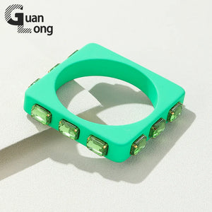 Square Geometric Bangles Multicolor Charm Punk Gothic Bracelets For Women