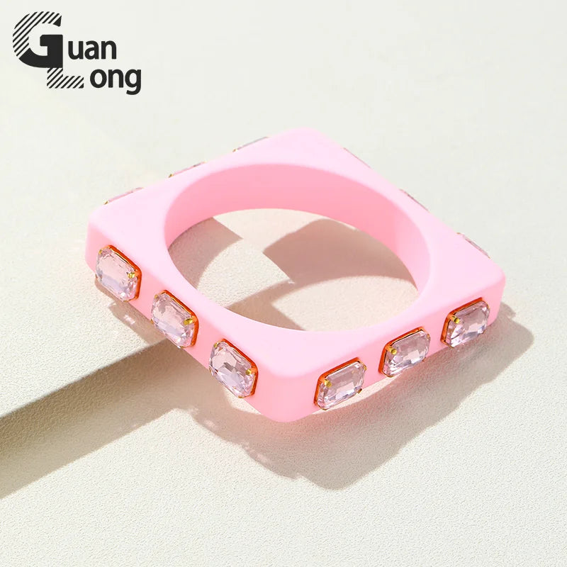 Square Geometric Bangles Multicolor Charm Punk Gothic Bracelets For Women