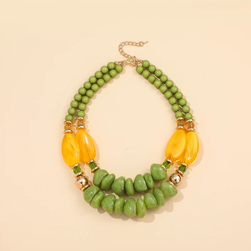 Layered Beaded Pendant Necklace Vintage Jewelry