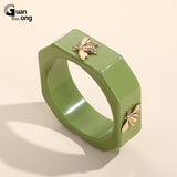 Multicolor Geometric Square Bee Acrylic Bangles for Women