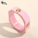 Multicolor Geometric Square Bee Acrylic Bangles for Women