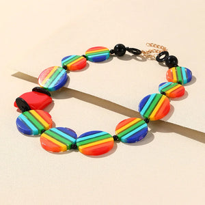 Colorful Bohemian Necklaces for Women Chain Punk Beaded Necklaces