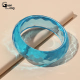 Colorful Transparent Cuff Bangles for Women - Acrylic Punk Bangle Bracelet