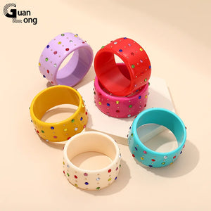 Colorful Resin Acrylic Vintage Cuff Bracelets Bangle Charms