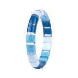 Gradient Striped Resin Acrylic Bangle Bracelet Wedding Jewelry