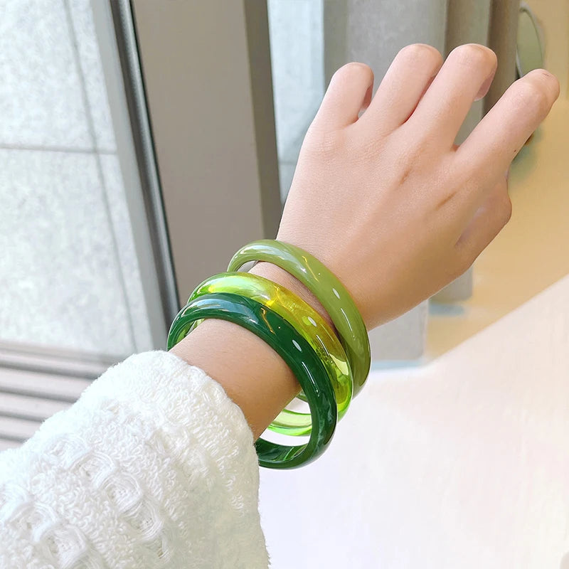 Colorful Thin Bracelets for Girls Resin Acrylic Bangles Trending Party Jewelery