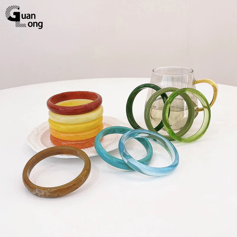 Colorful Thin Bracelets for Girls Resin Acrylic Bangles Trending Party Jewelery