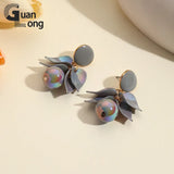 Big Beads Leaf Dangle Earrings for Women Long Laser Resin Drop Earring