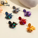 Big Beads Leaf Dangle Earrings for Women Long Laser Resin Drop Earring