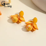 Big Beads Leaf Dangle Earrings for Women Long Laser Resin Drop Earring