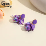 Big Beads Leaf Dangle Earrings for Women Long Laser Resin Drop Earring