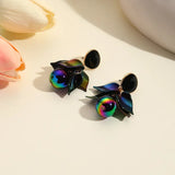 Big Beads Leaf Dangle Earrings for Women Long Laser Resin Drop Earring