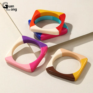 Colorful Geometric Cuff Bangle Bracelets for Women, Vintage Jewelry