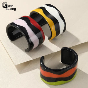 Colorful Resin Cuff Bracelets Wide Bangles For Women Girl