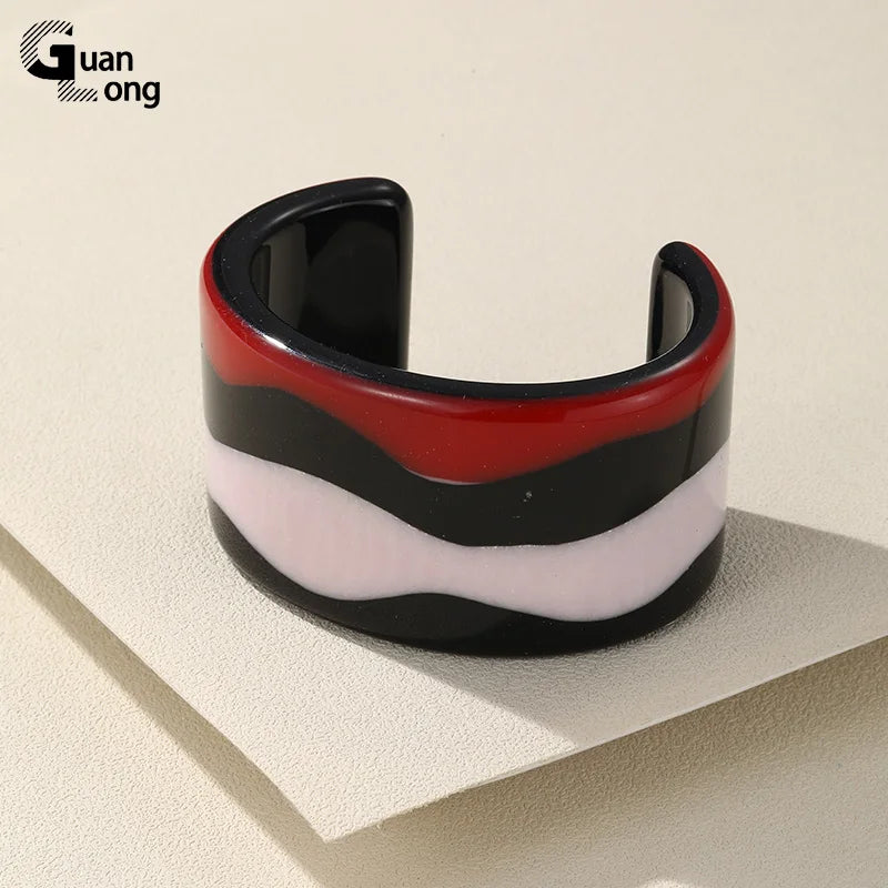 Colorful Resin Cuff Bracelets Wide Bangles For Women Girl