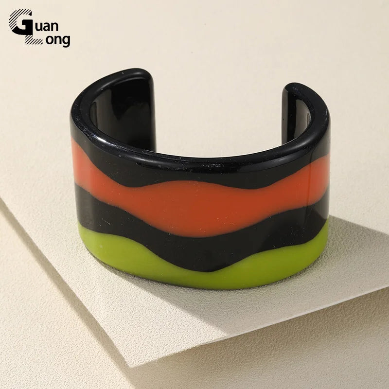 Colorful Resin Cuff Bracelets Wide Bangles For Women Girl