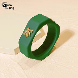 Vintage Multicolor Bee Acrylic Bangles for Women Square