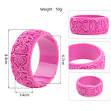 Floral Wide Resin Cuff Bangle Bracelet