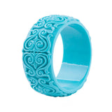 Floral Wide Resin Cuff Bangle Bracelet