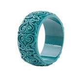 Floral Wide Resin Cuff Bangle Bracelet