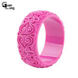 Floral Wide Resin Cuff Bangle Bracelet