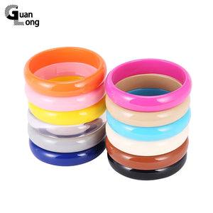 GuanLong Wide Resin Bangle Bracelet for Women