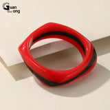 Colorful Bangles for Women Wide Geometric Irregular Square Retro Bangles