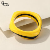 Colorful Bangles for Women Wide Geometric Irregular Square Retro Bangles