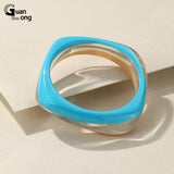 Colorful Bangles for Women Wide Geometric Irregular Square Retro Bangles