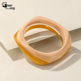 Colorful Bangles for Women Wide Geometric Irregular Square Retro Bangles