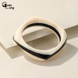 Colorful Bangles for Women Wide Geometric Irregular Square Retro Bangles
