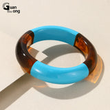 Colorful Resin Bangles Geometric Round Bracelets Retro Hand Jewelry