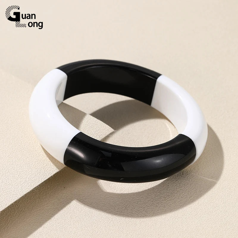 Colorful Resin Bangles Geometric Round Bracelets Retro Hand Jewelry